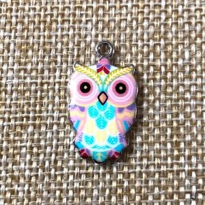 🔴 5 for $10 ONE Colorful Owl Pendant Charm Enamel Zinc Alloy 13 x 23 mm